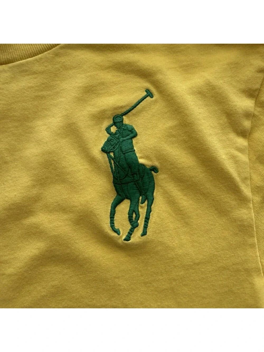 Polo Ralph Lauren Boys Big Pony T-Shirt Yellow Green Logo Size M 10-12